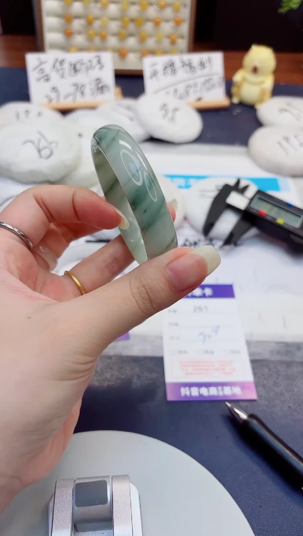 未镶嵌手镯石英质玉261-天山翠-圈口52