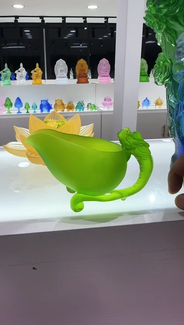 手工艺品琉璃古法琉璃绿色公道杯