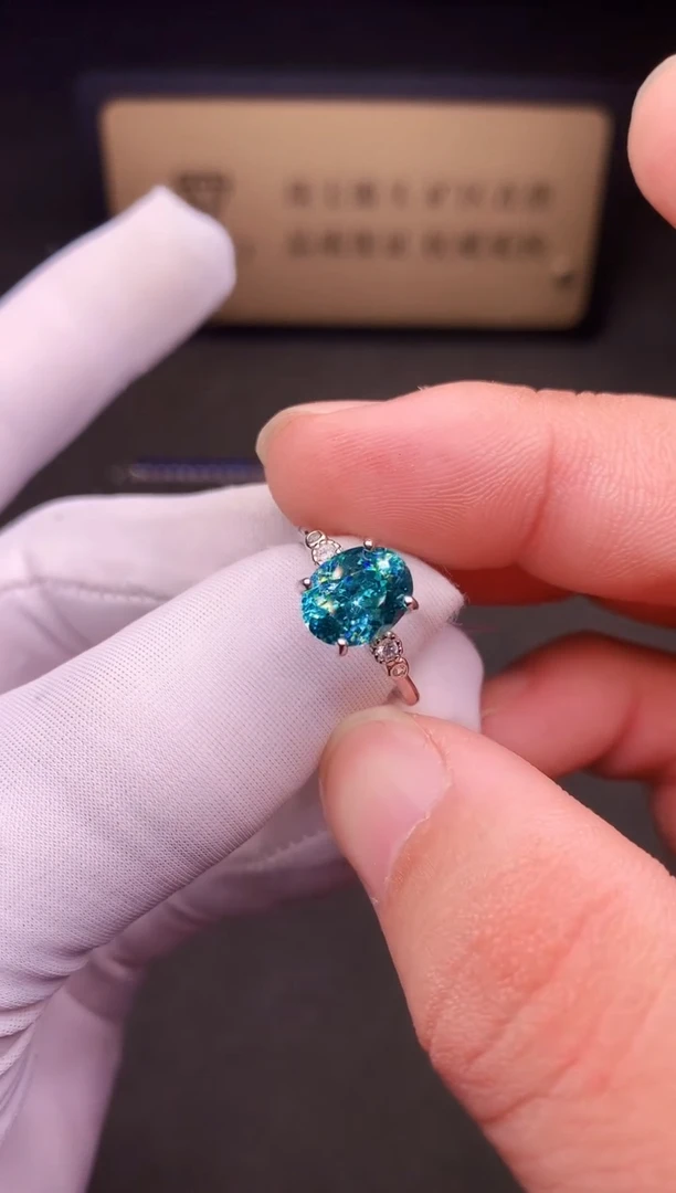 银S925镶嵌戒指帕拉依巴碧玺蓝绿