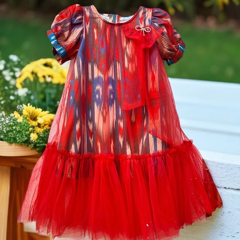 2025年新疆特色艾特莱斯儿童裙子夏季款