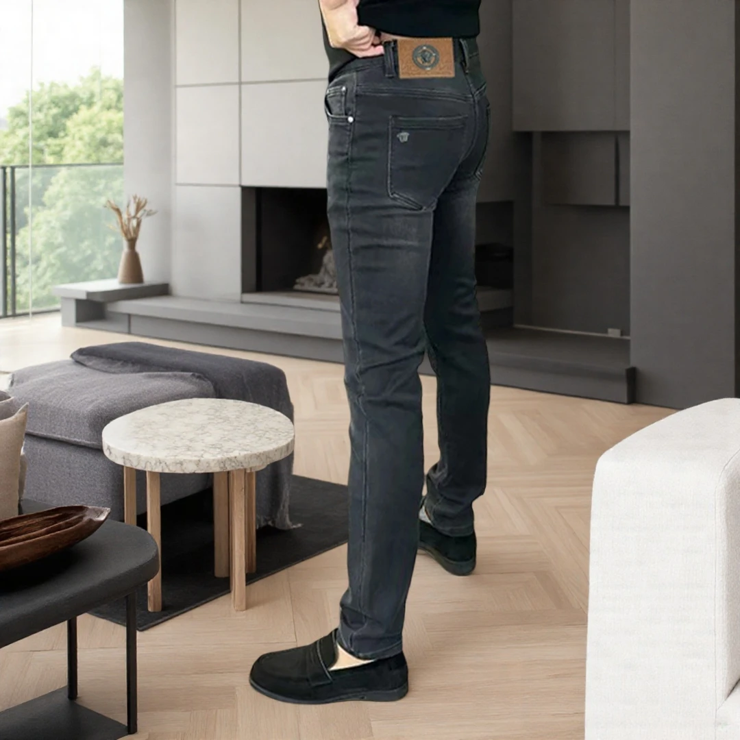 百搭韩版潮流弹力修身小直筒裤休闲裤欧货轻奢长裤男士水洗牛仔裤