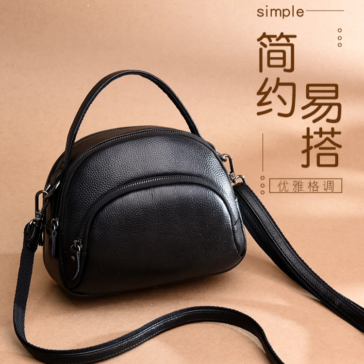 头层牛皮女包简约单肩斜挎手提纯牛皮小包包
