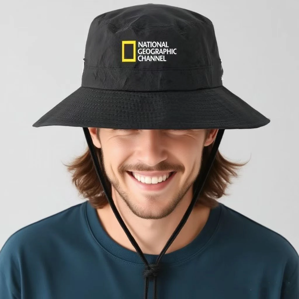 新款地理摄影登山男女大帽檐户外徒步运动遮阳帽防紫外线透气帽