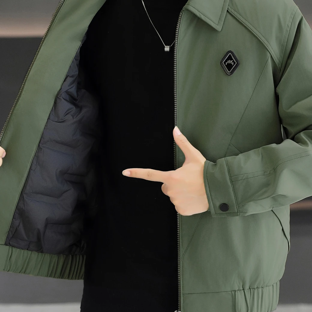 利尼科比利羽绒服男冬季轻薄保暖通勤翻领外套商务休闲防寒服短款