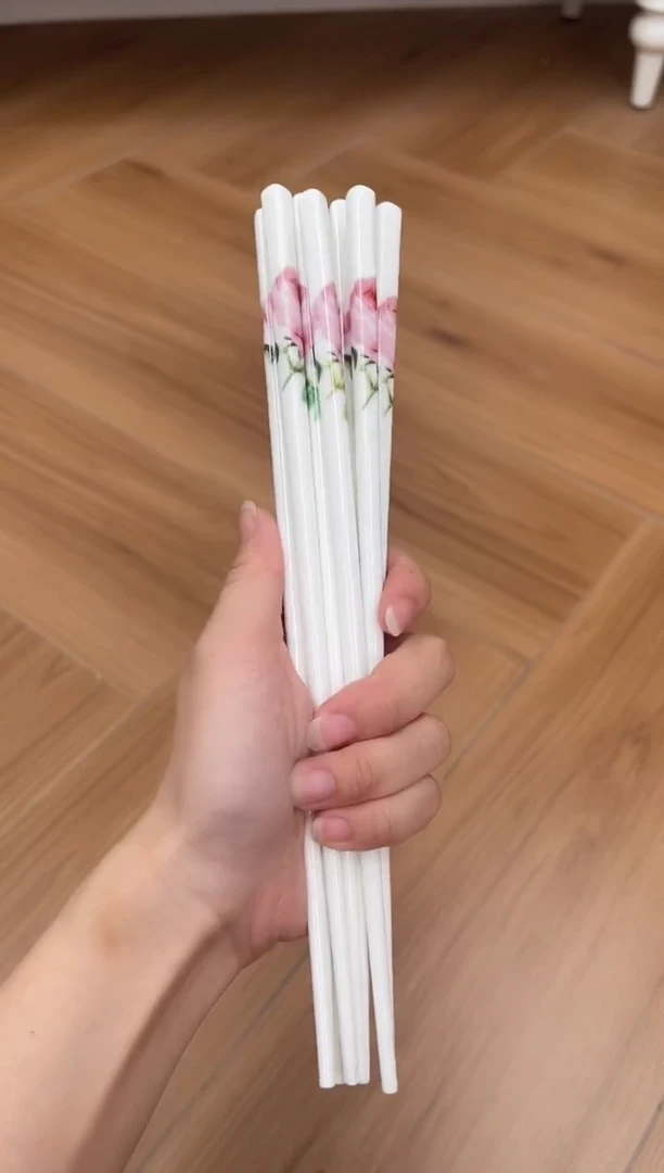 杯玫瑰高骨骨瓷5双筷子