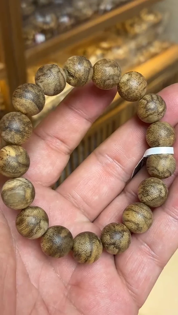 沉香手串 菩萨棋圆珠单圈虎斑1.3多样性发其一