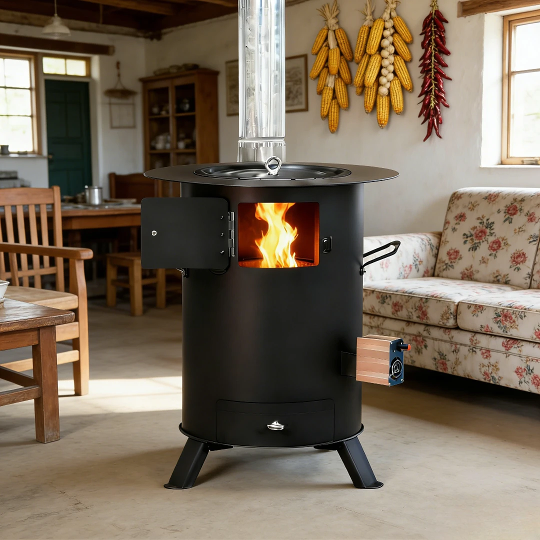 加厚大号农村城市环保猛火气化取暖炉烧水做饭户外接烟管桌面烧炉