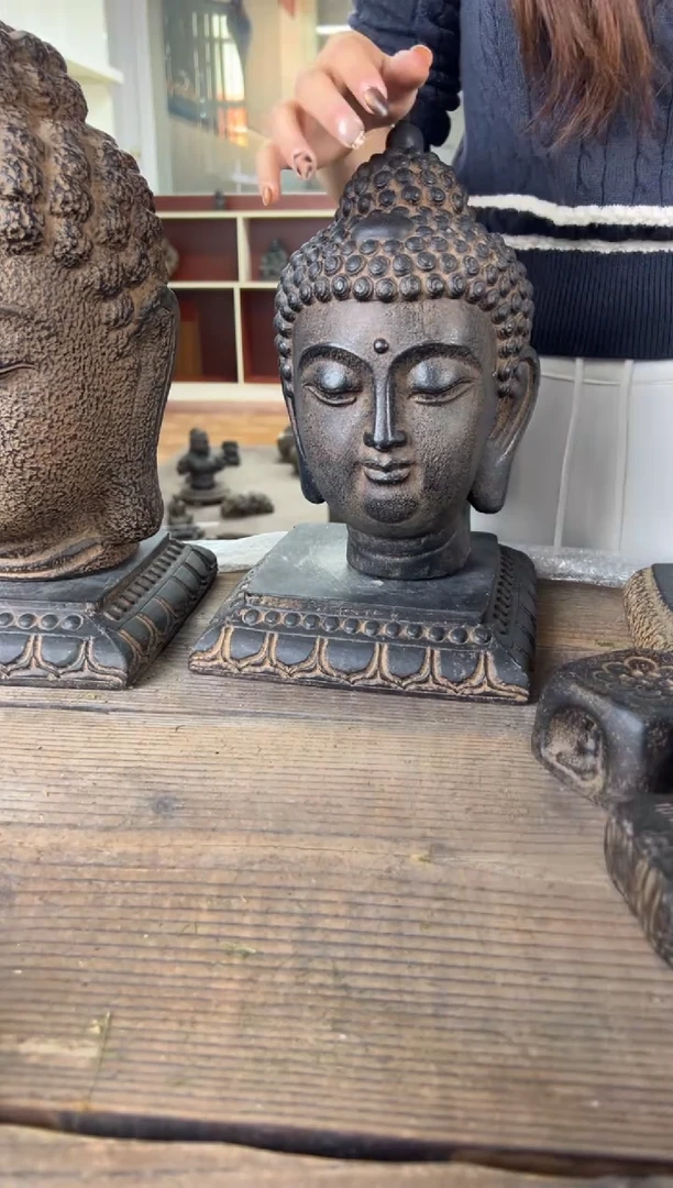 陶土【火山泥】小佛首+莲花底座