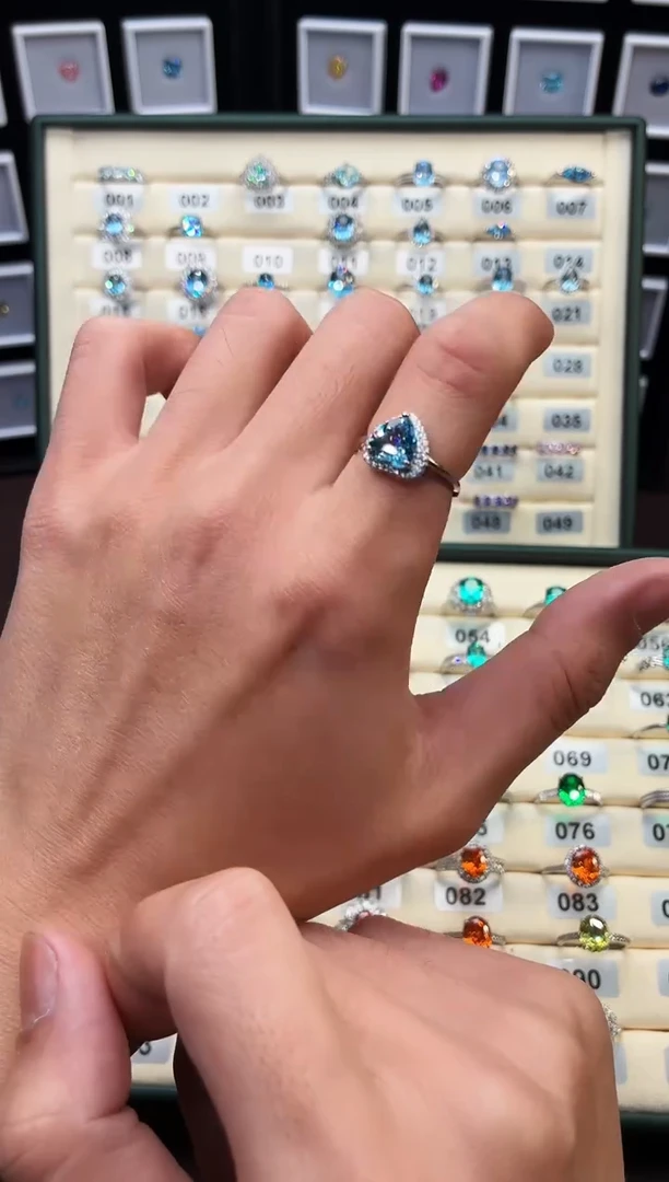 银S925镶嵌戒圈海蓝宝石1