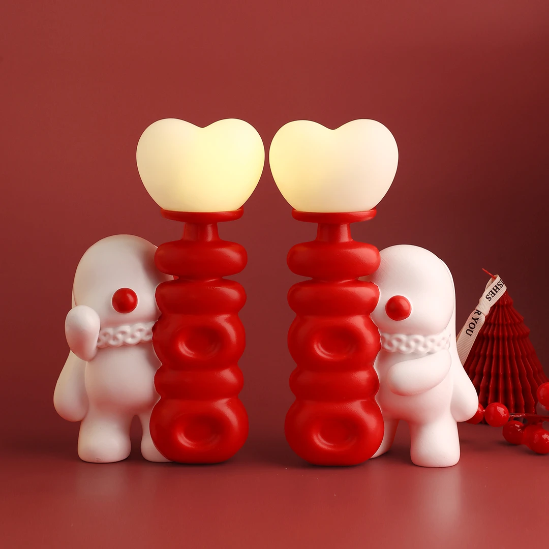 贝汉美兔子台灯长明灯卧室床头灯喜庆婚房装饰品摆件结婚新婚礼物