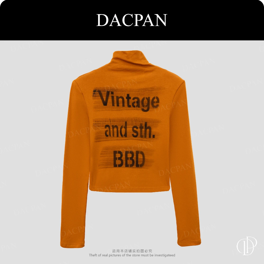 DACPAN-“气质姐”半高领字母加绒上衣 2025/盼·PP 81198