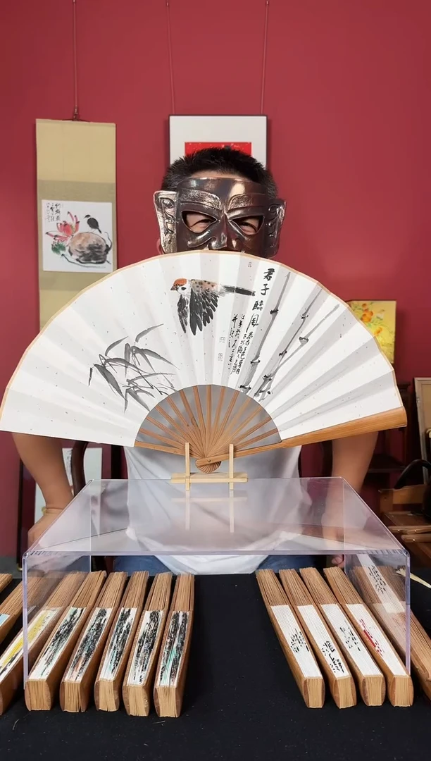 国画王雁南折扇作品