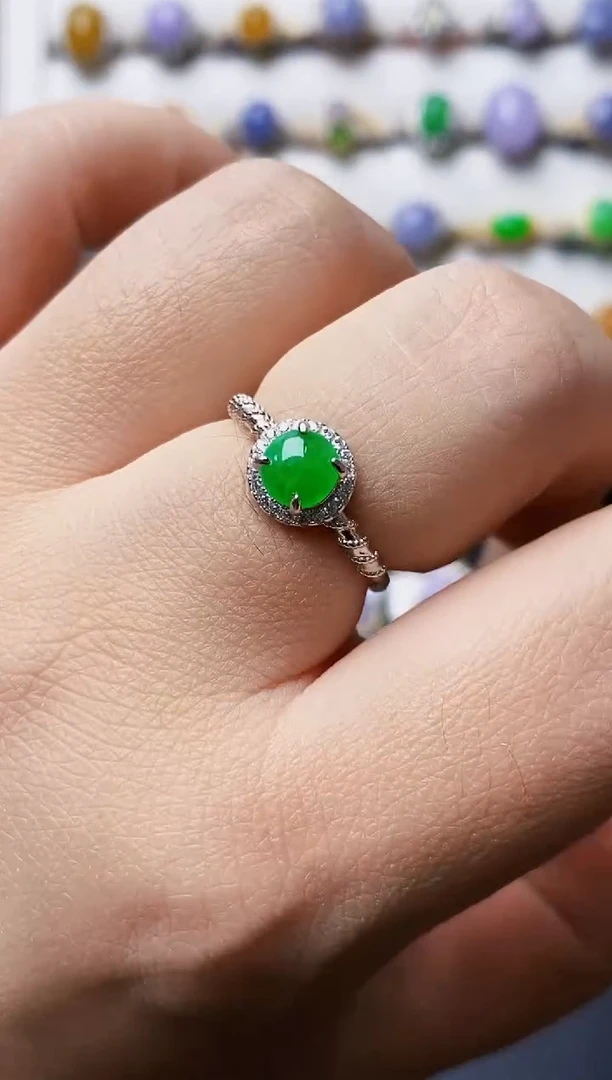 银S925镶嵌戒指翡翠1006