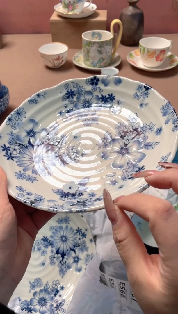 瓷片有古窑蓝色花集盘