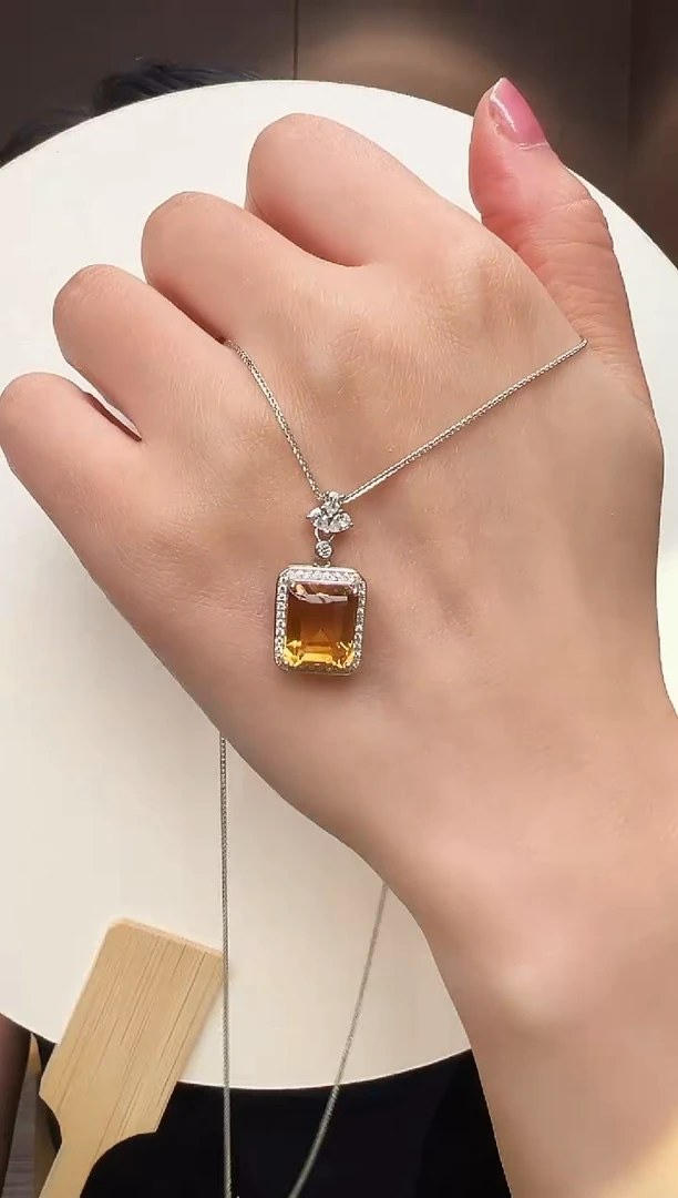 颈饰银S925镶嵌黄晶23【主石8ct】