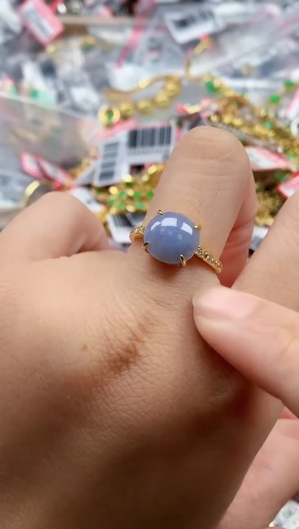 银S925镶嵌戒指翡翠天然A货缅甸翡翠