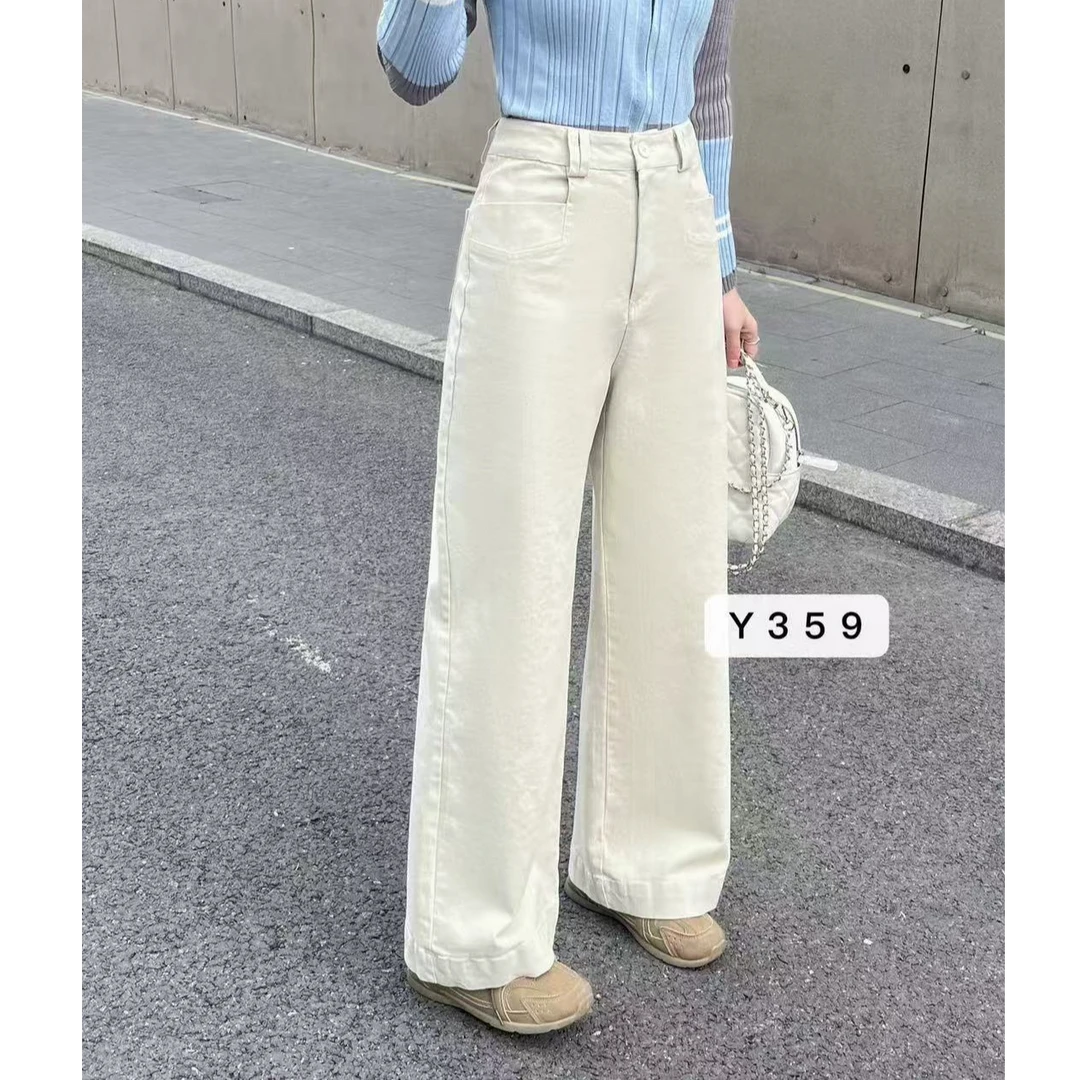 359春季新款韩版高腰显瘦直筒阔腿休闲裤女式气质百搭宽松长裤