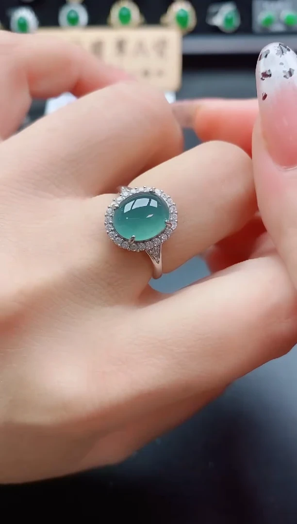 银S925镶嵌戒指翡翠1