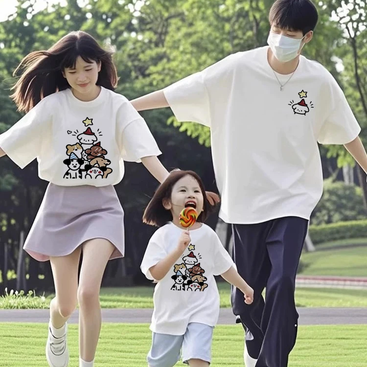 洋气炸街亲子装夏季一家三四口全家套装海边旅游度假短袖T恤纯棉