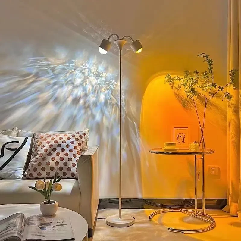 水波纹夕阳红氛围灯墙上落地灯全身镜ins卧室直播间双头拍照日落