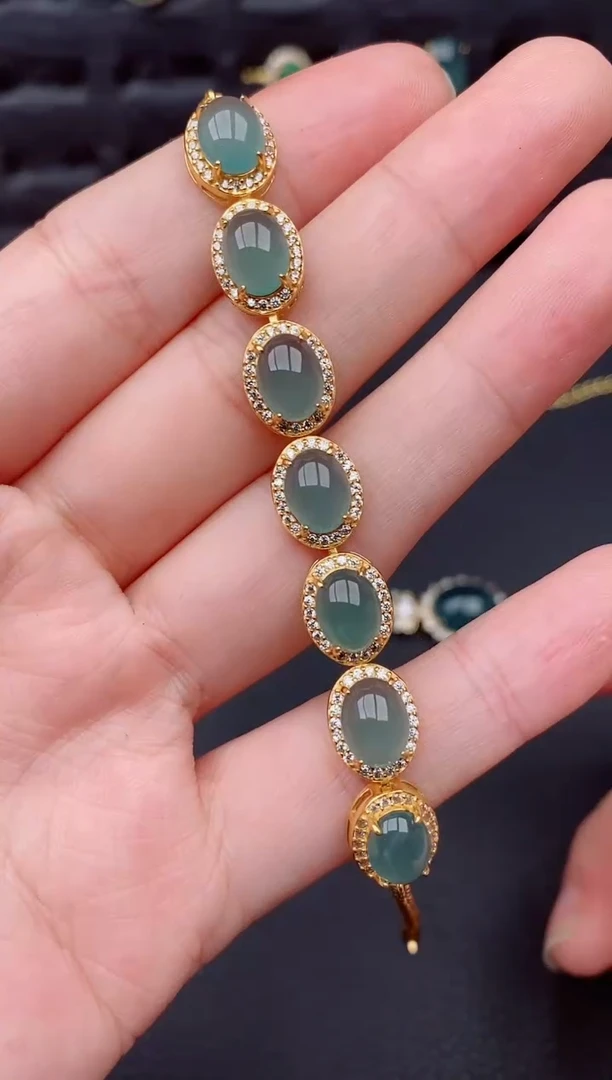 银S925镶嵌手链翡翠天然a货翡翠329