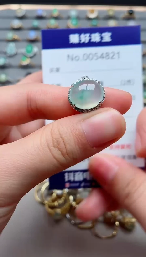 银S925镶嵌戒指翡翠1