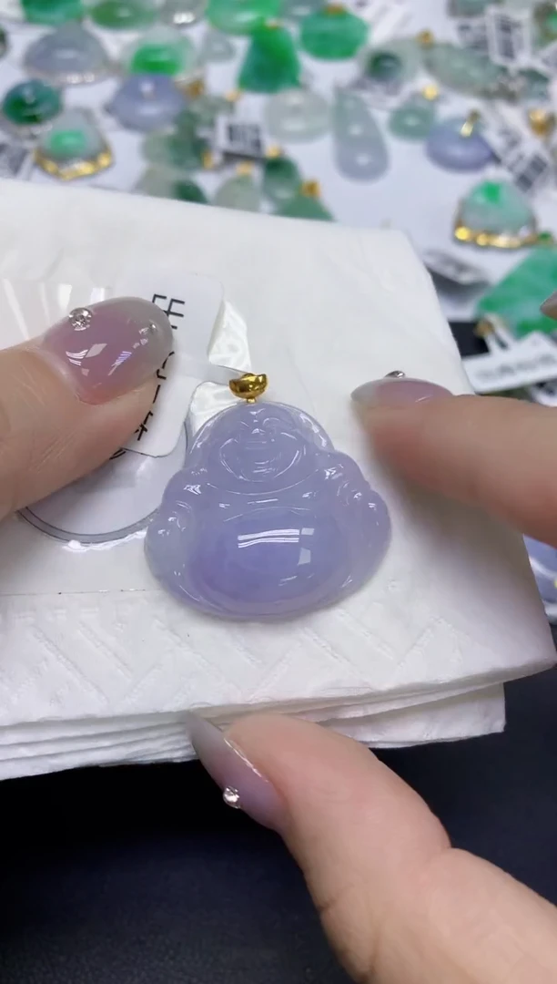 颈饰18K金镶嵌翡翠天然缅甸翡翠A货百元以上9元证书费自理