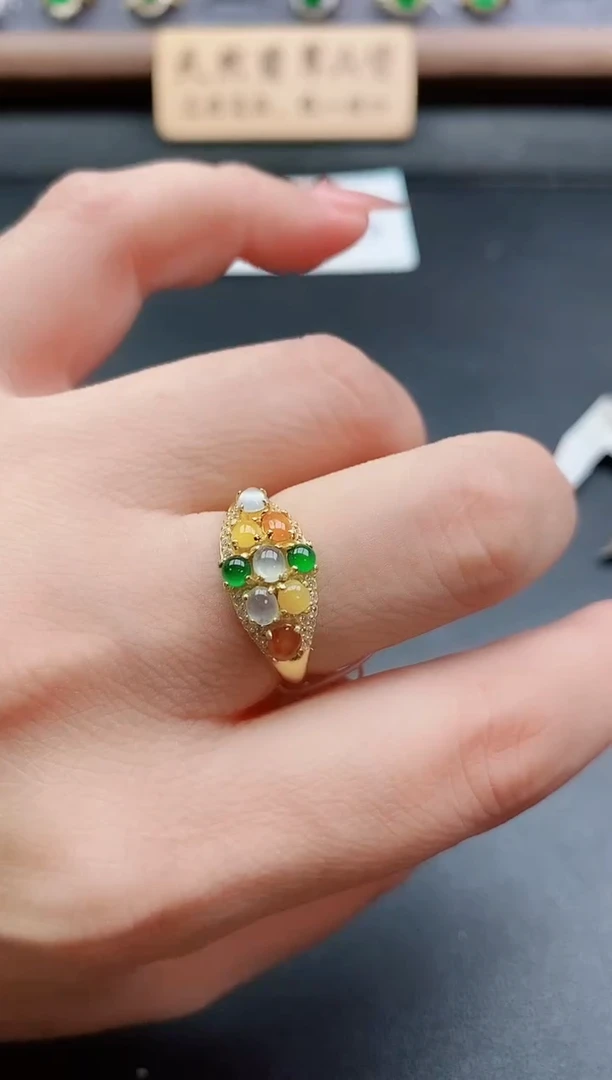 银S925镶嵌戒指翡翠1