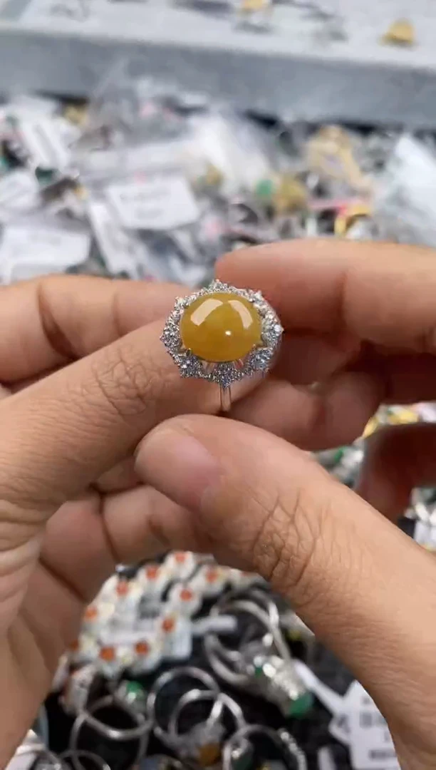 银S925镶嵌戒指翡翠555      2