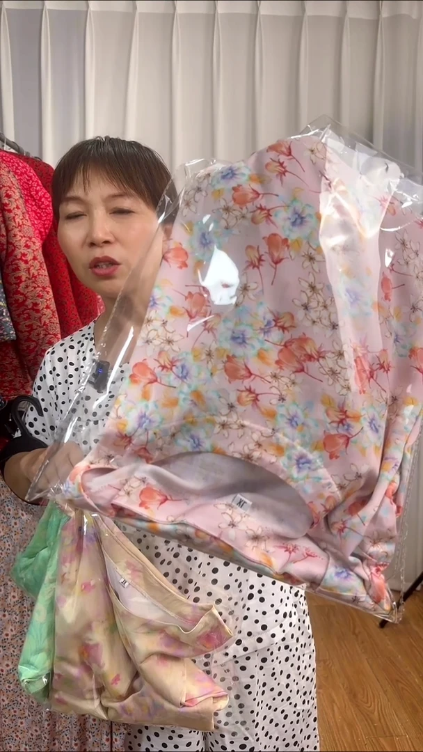 XL棉绸连衣裙粉色小花