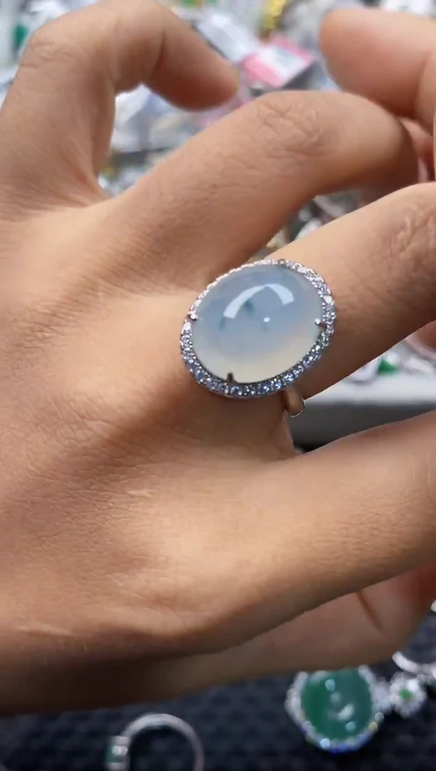 银S925镶嵌戒指翡翠555     5