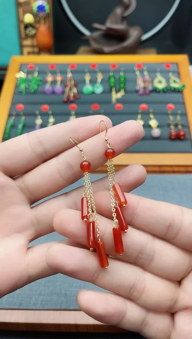 【闪购商品】南红玛瑙耳饰银S925镶嵌704000