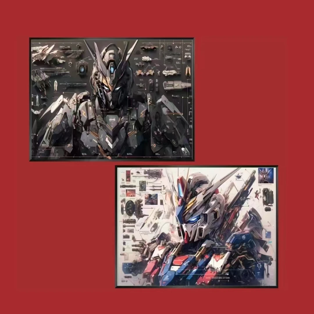 《机甲高达》侧脸高达+黑武士高达机甲动漫装饰画电竞房30*40*2