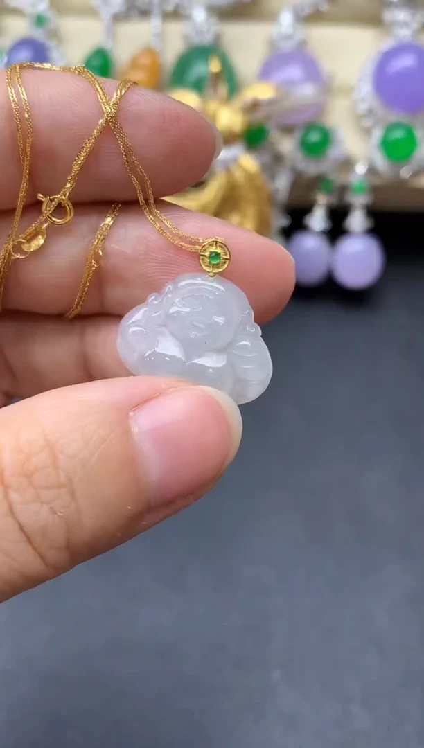 翡翠18K金镶嵌颈饰98-中国好珍宝