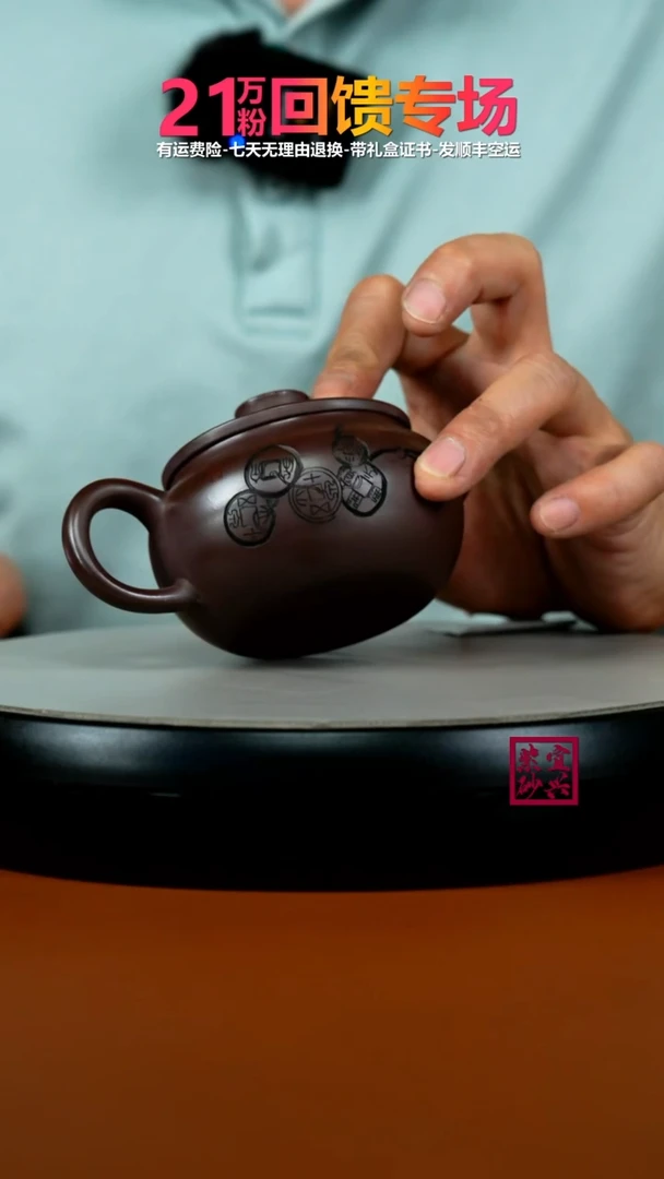 茶壶紫砂蒋静明龙山紫玉财运亨通200CC