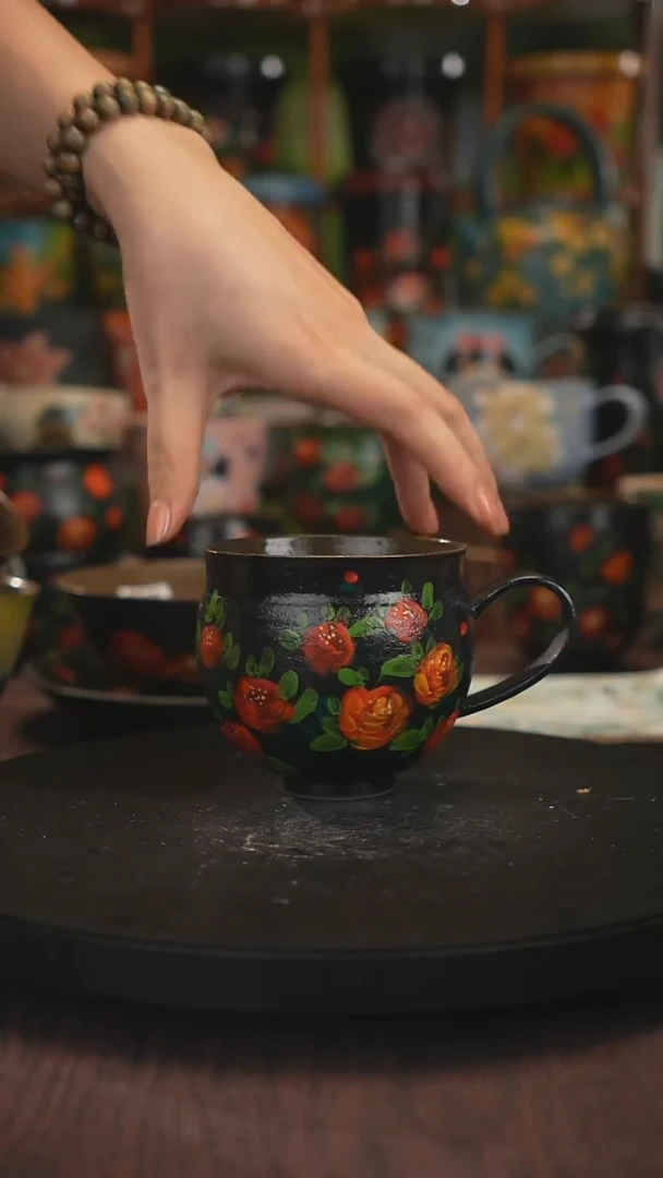 紫砂油画手绘釉下彩