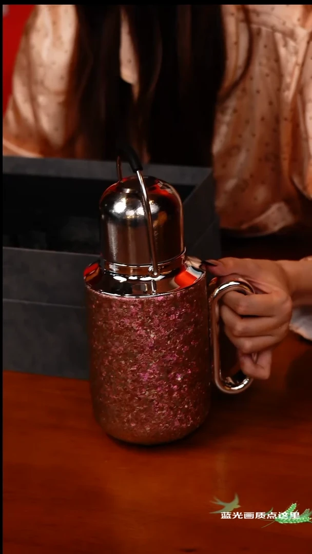 118 柚香谷 纯钛 保温杯壶-粉红色800ml