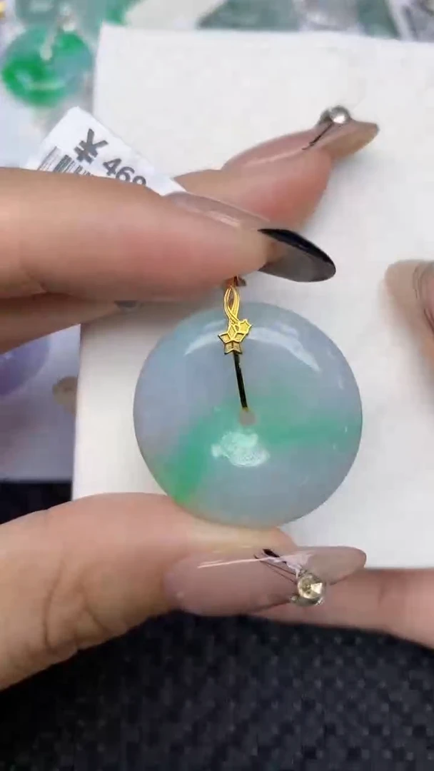 颈饰18K金镶嵌翡翠天然缅甸翡翠a货百元以上9元证书费自理