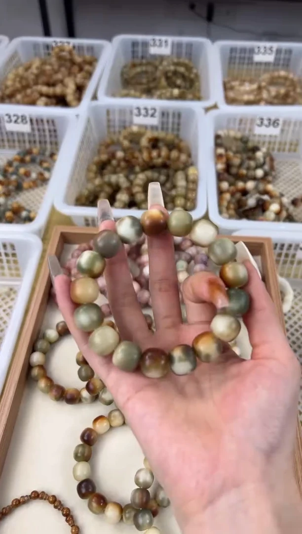 手串菩提根/象牙果敦煌卡13手工干磨飘花桶珠手串336