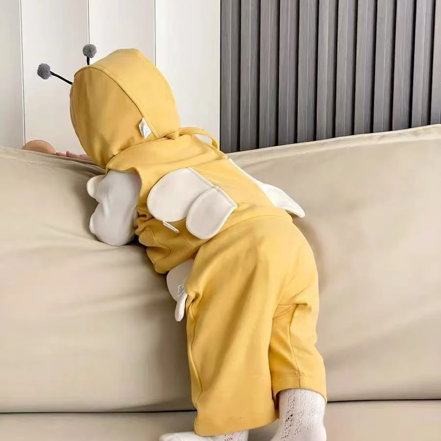 夏季婴童软竹纱布【小王子】翻领短袖短裤-大屁屁裤分体家居服套装