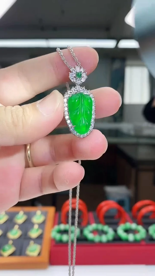 翡翠银S925镶嵌颈饰D363吊坠