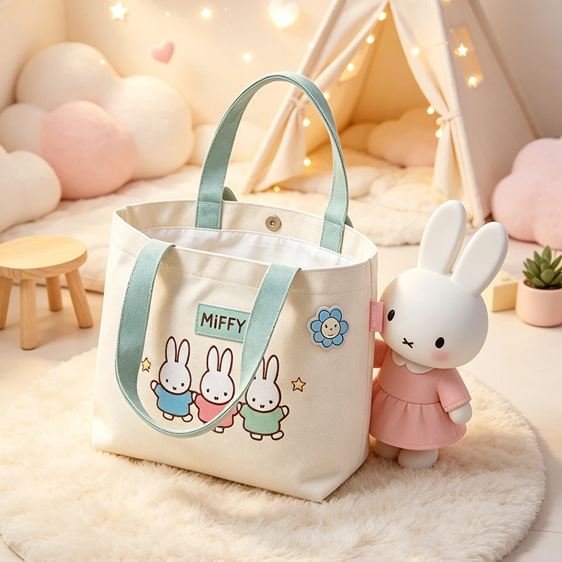 【正版授权】MIFFY米菲兔刺绣帆布包超大容量学生上班通勤单肩包