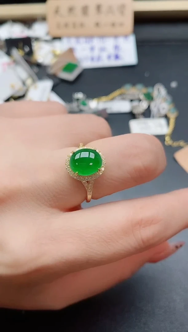 银S925镶嵌戒指翡翠1