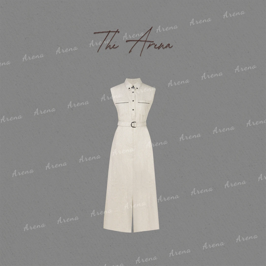 “理性美学”（小个子版）桑蚕丝亚麻混纺MONILI链条连衣裙XY-7521-2