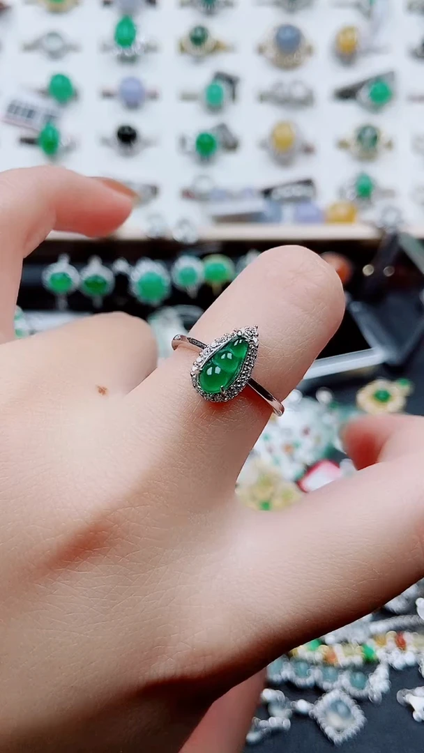 银S925镶嵌戒指翡翠68