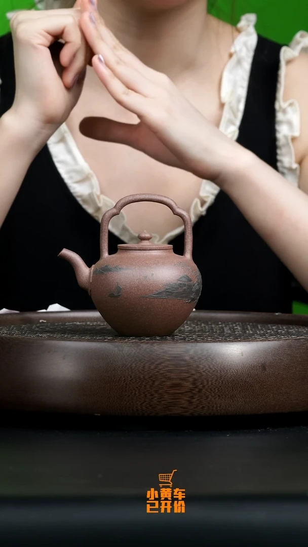 茶壶紫砂0626早场直播青灰紫泥 吴经提梁
