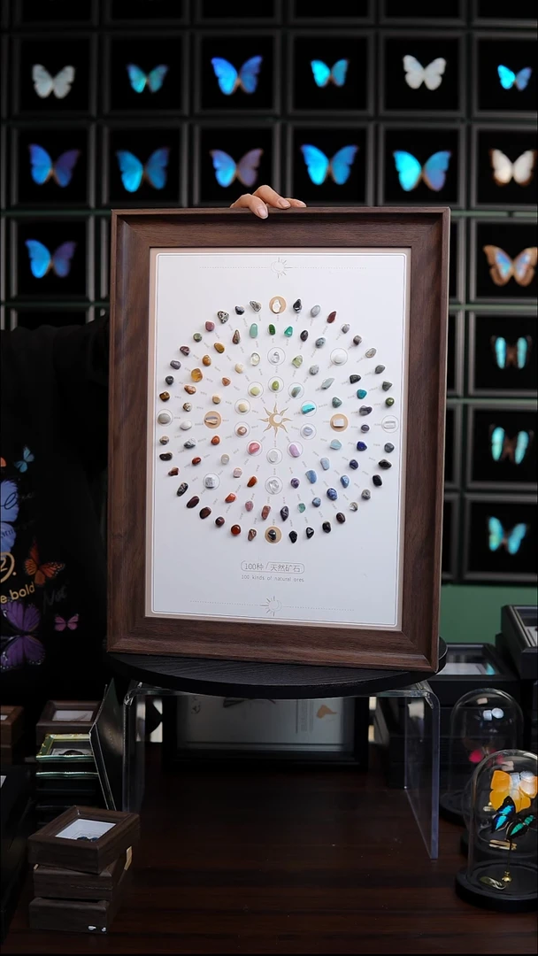 100颗天然矿石标本A3标本框
