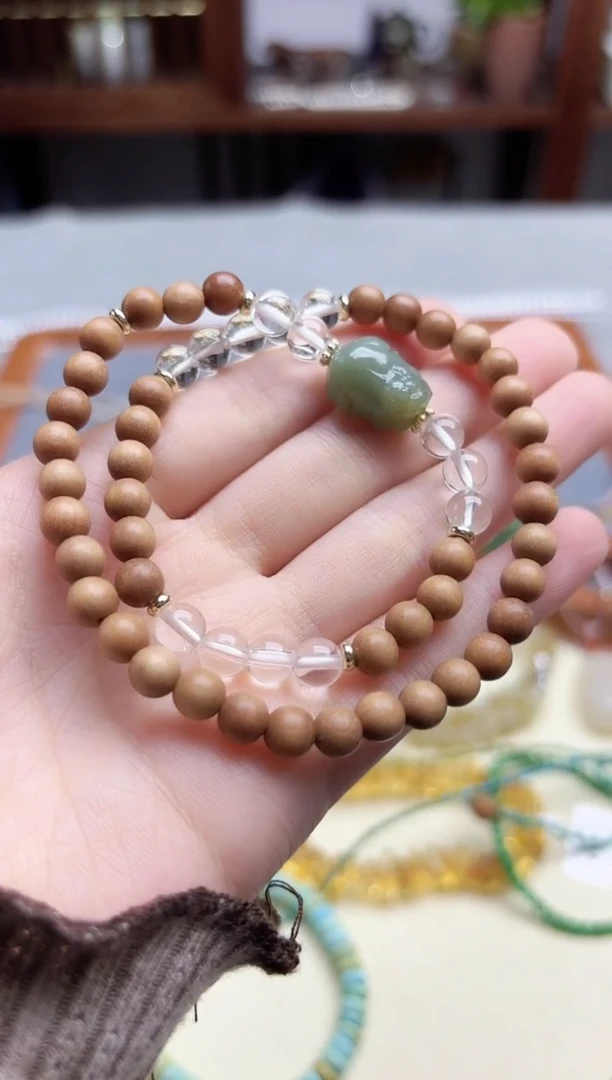 未镶嵌车挂水晶白水晶配饰两圈手串DN