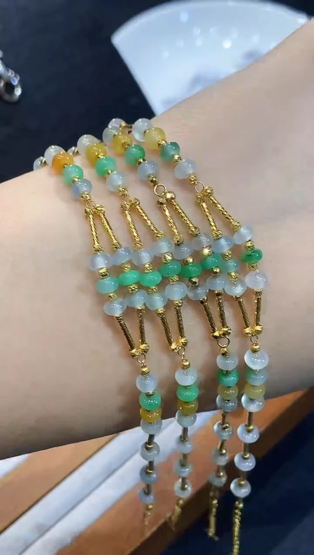 18K金镶嵌手链翡翠YS多样性发其一