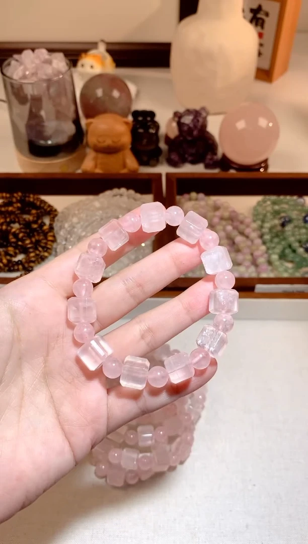 未镶嵌手串水晶粉水晶方糖手串 多样性发一